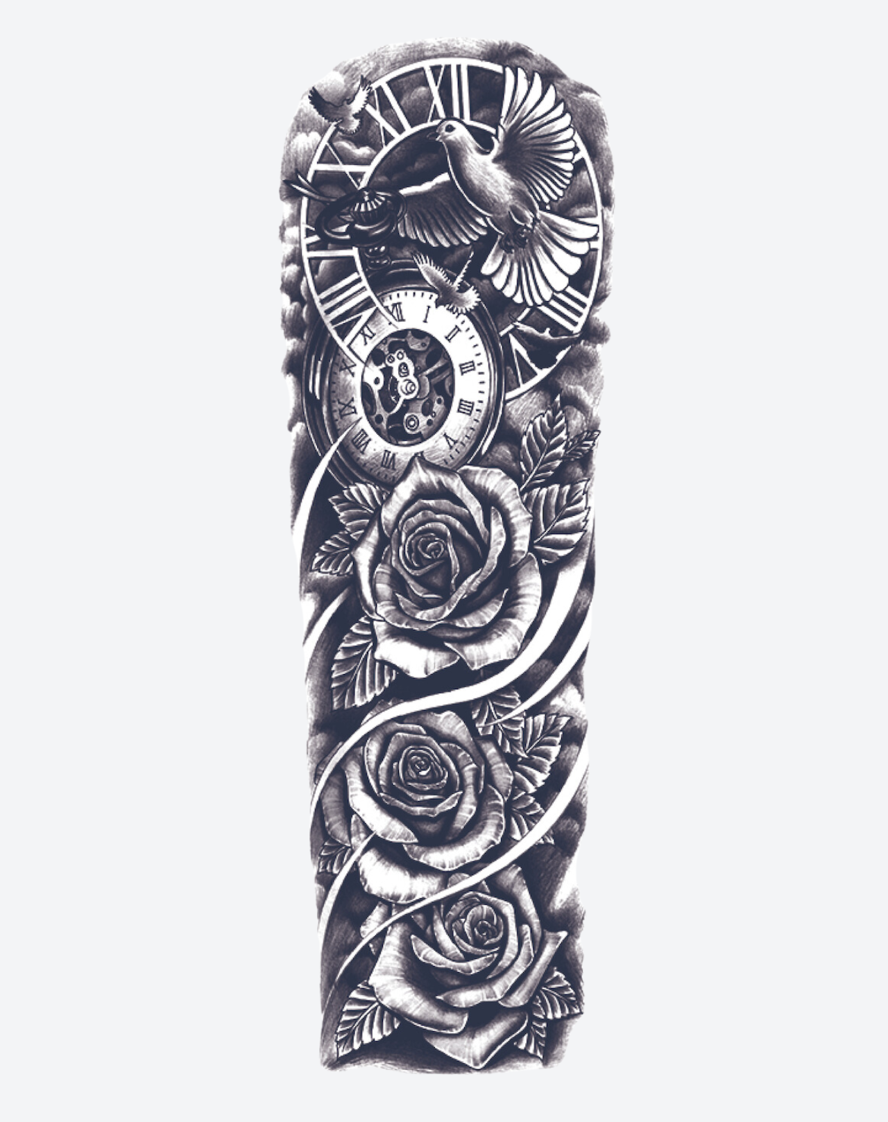 Manchette Colombe, Horloge & Roses-thumbmail-2