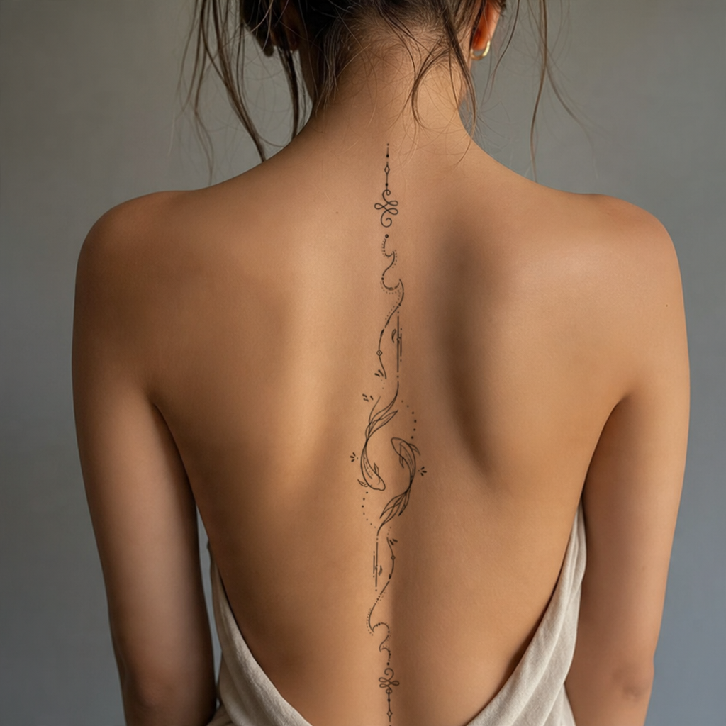 Carpes Koï – Tatouage Dos – Fineline-thumbmail-2